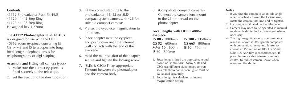 Opticron 41112 Photoadapter User Manual | Page 2 / 2