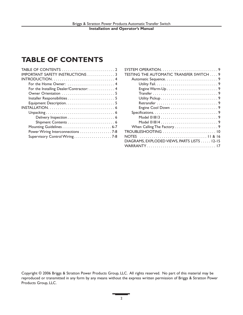 Briggs & Stratton 01814-0 User Manual | Page 2 / 36
