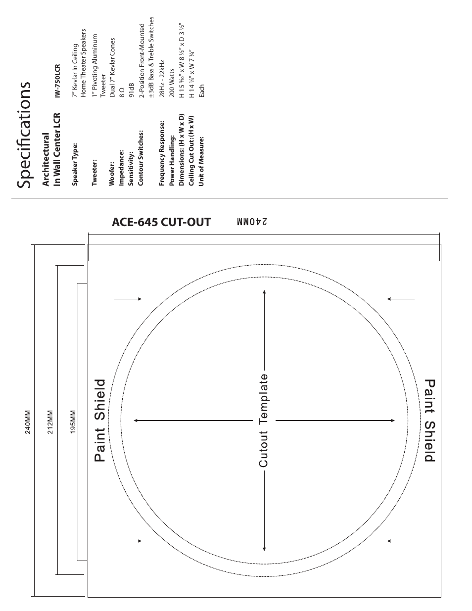 Ace500 p5, Ace-645 cut-out, Archit ec tur al in w all c en ter l cr | OSD Audio ACE500 User Manual | Page 5 / 5