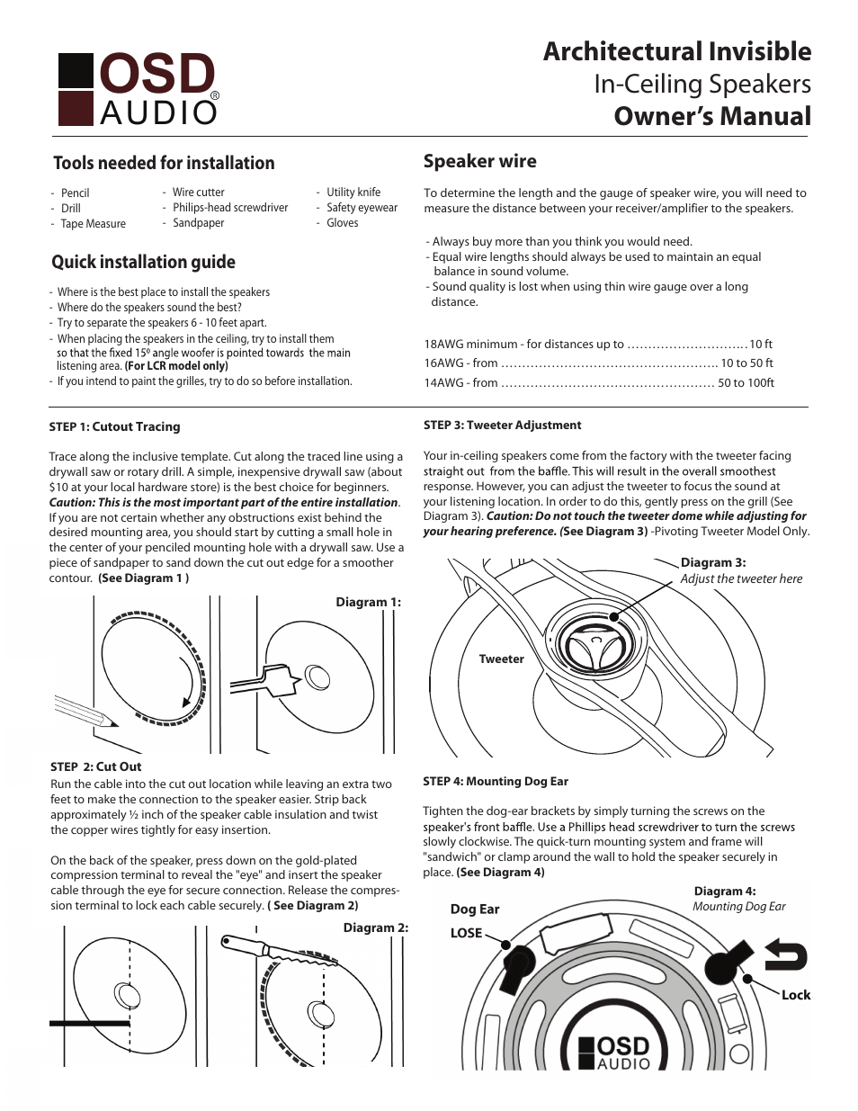 OSD Audio ACE590 User Manual | 4 pages