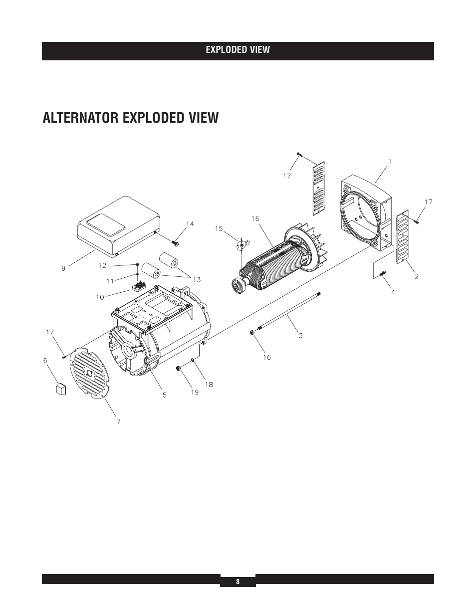 Al ternator exploded view | Briggs & Stratton 40273 User Manual | Page 8 / 12