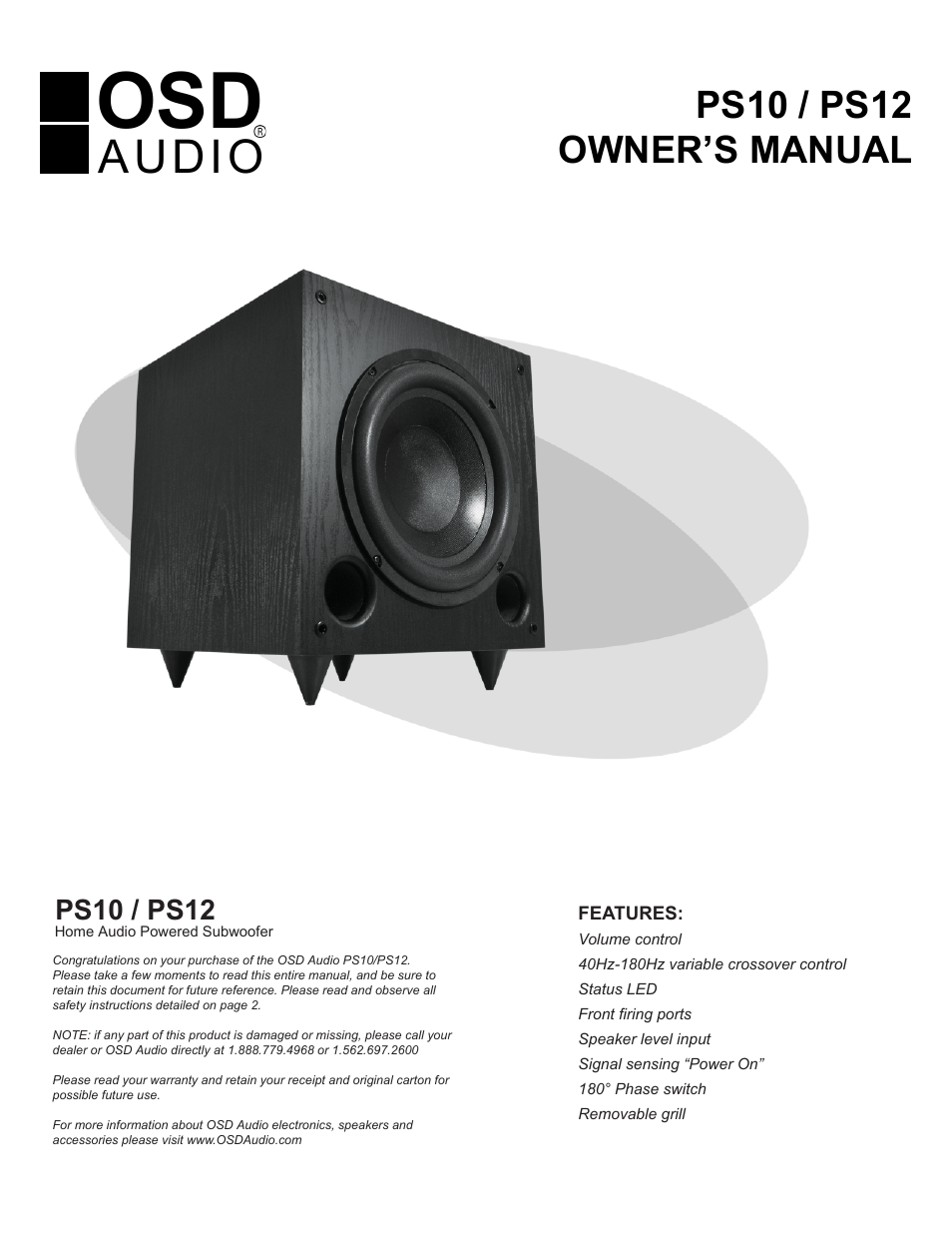 OSD Audio PS-10 User Manual | 4 pages