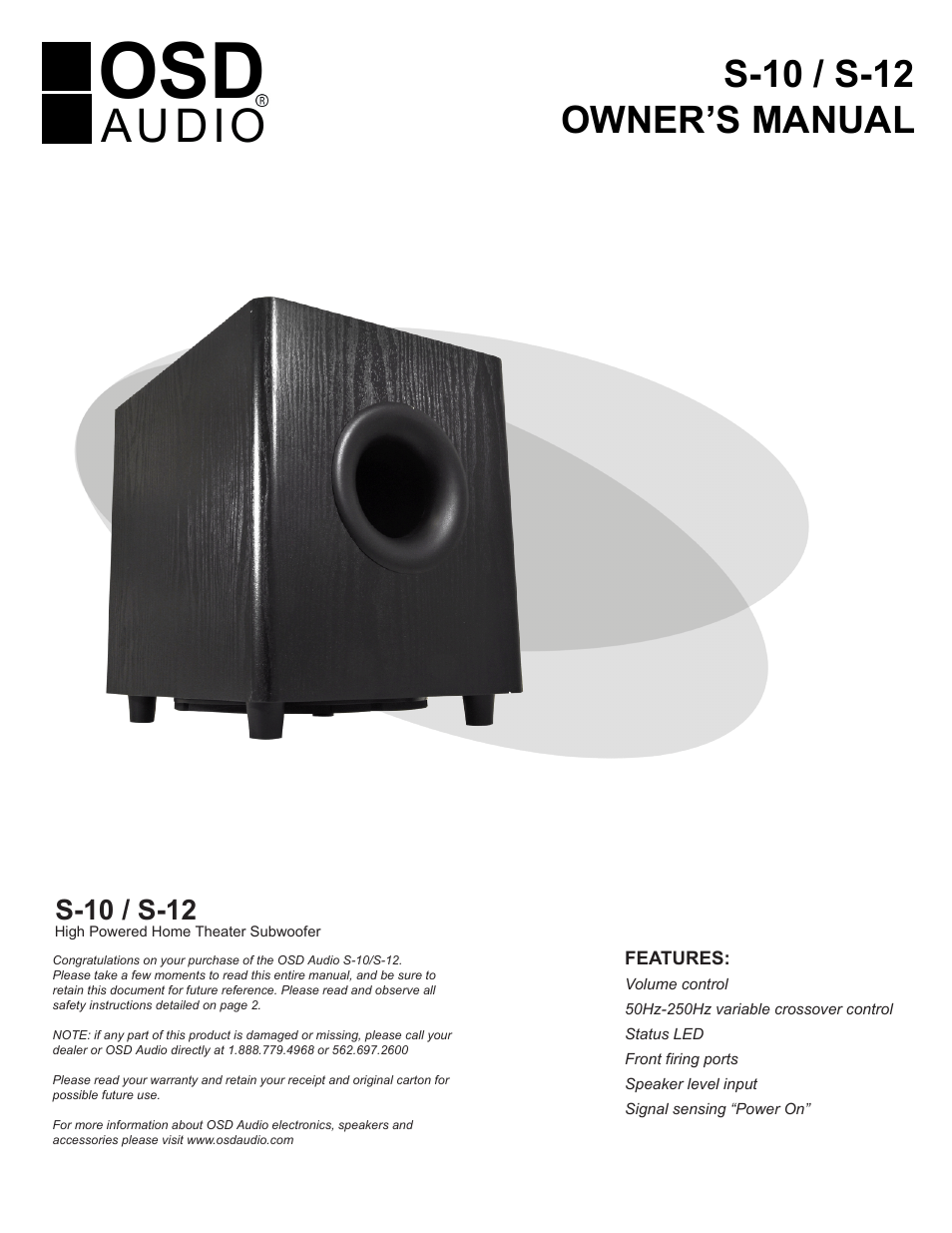 OSD Audio S-10 User Manual | 4 pages