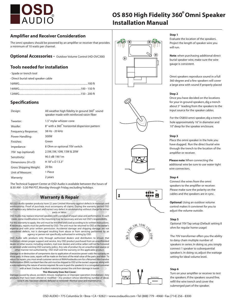 OSD Audio OS850 User Manual | 1 page