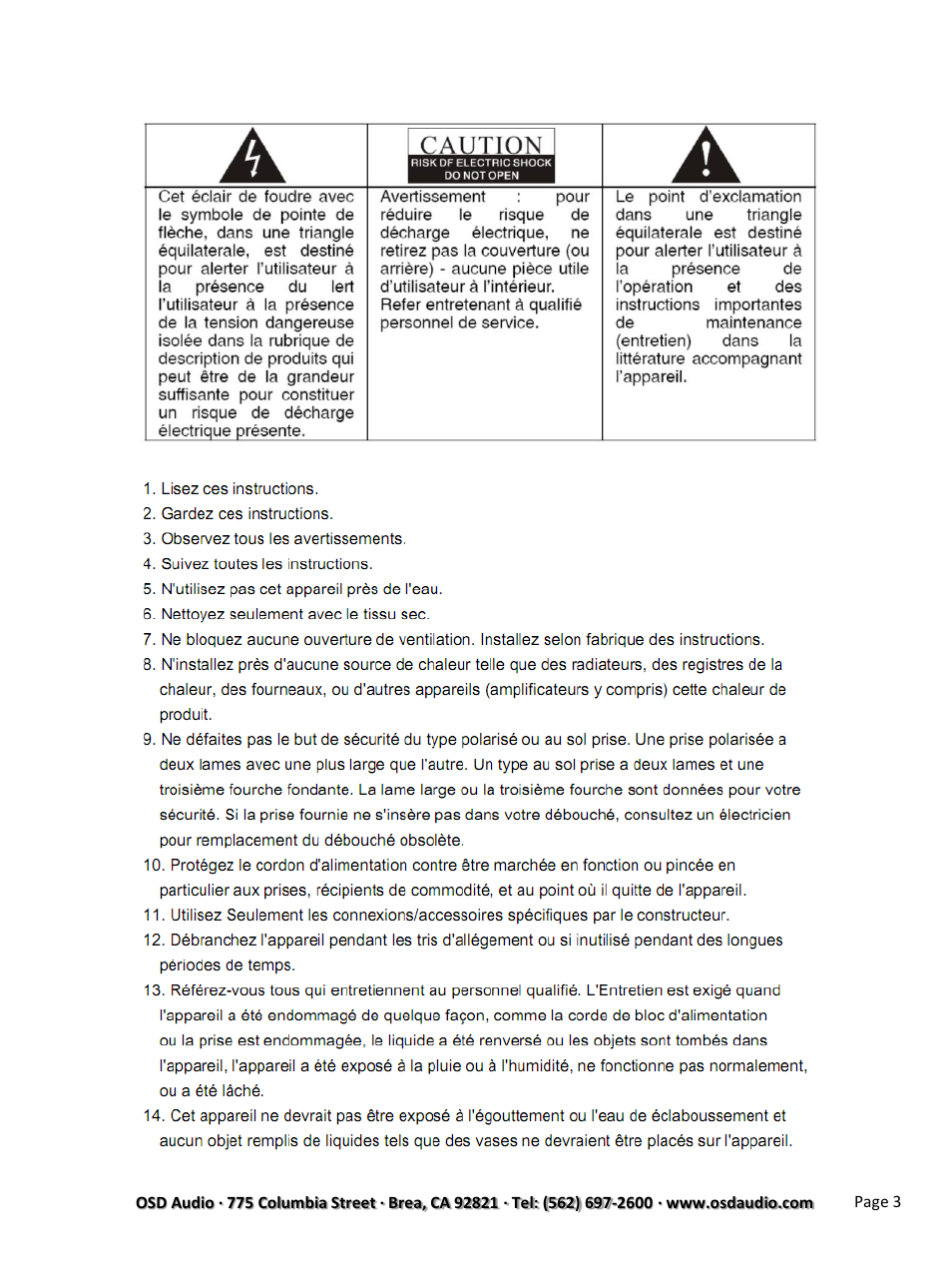 OSD Audio Soundsole 2.1 User Manual | Page 3 / 12
