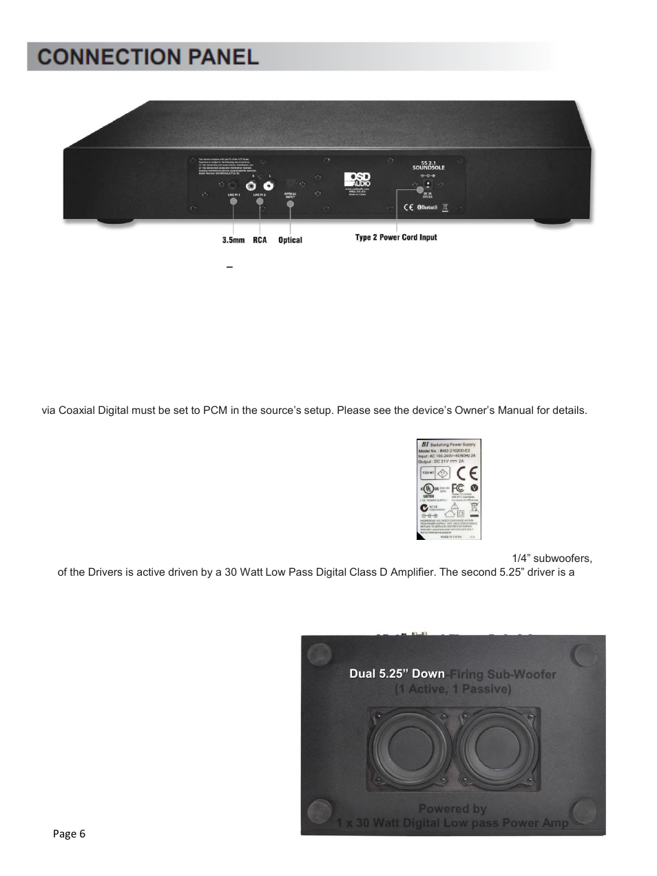 OSD Audio Soundsole 2.1 User Manual | Page 6 / 12