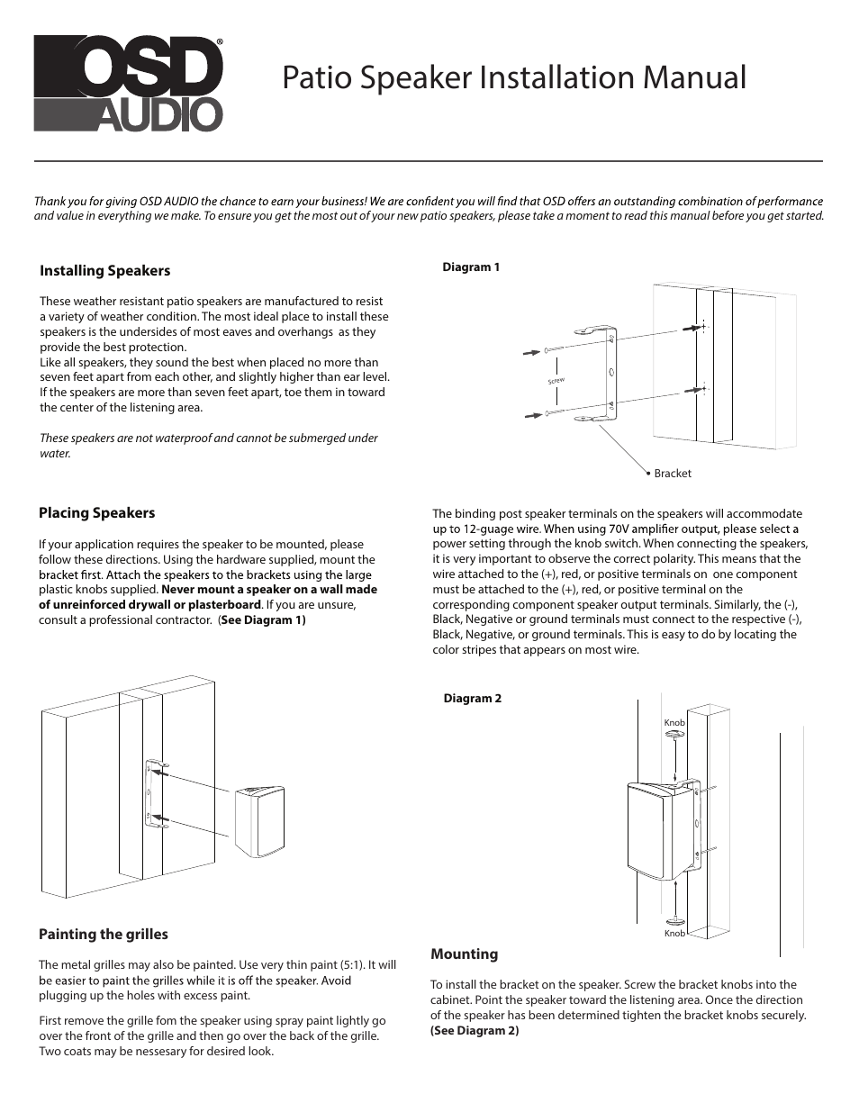 OSD Audio AP550TT User Manual | 3 pages