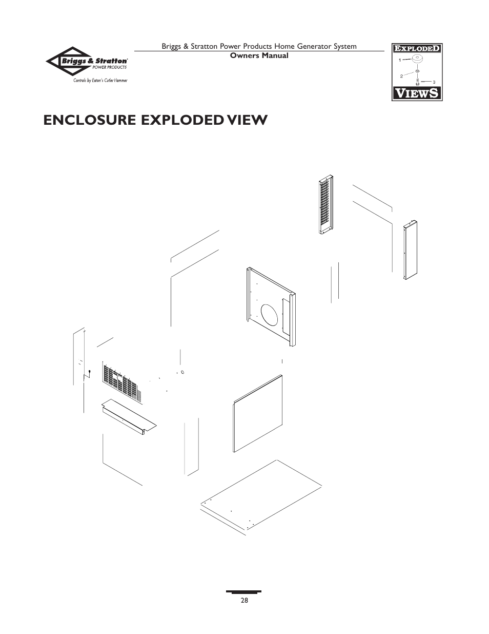 Enclosure exploded view | Briggs & Stratton 10000  Rated Watts User Manual | Page 28 / 72