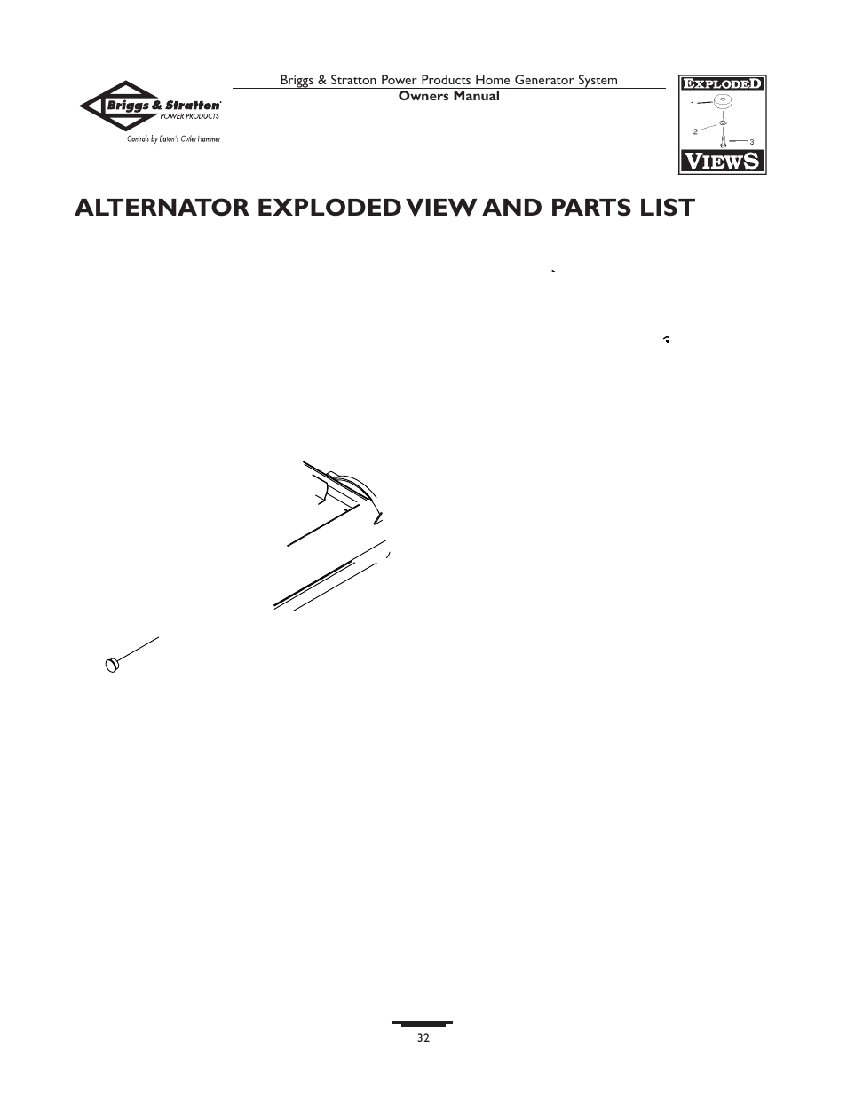 Al ternator exploded view and parts list | Briggs & Stratton 10000  Rated Watts User Manual | Page 32 / 72