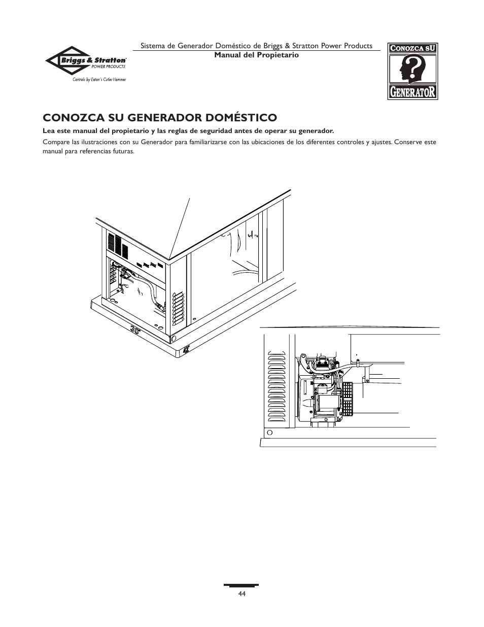 Conozca su generador doméstico | Briggs & Stratton 10000  Rated Watts User Manual | Page 44 / 72