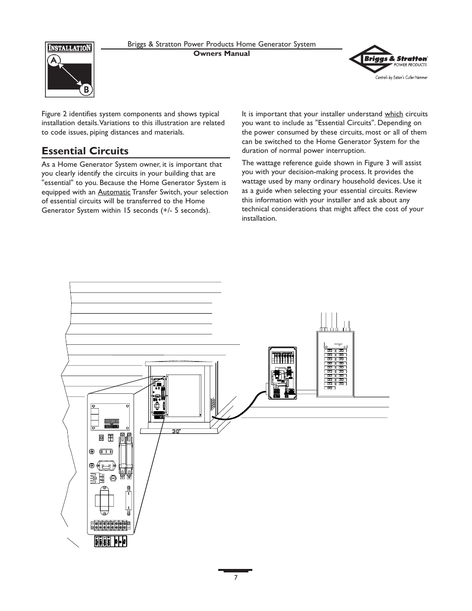 Essential circuits | Briggs & Stratton 10000  Rated Watts User Manual | Page 7 / 72