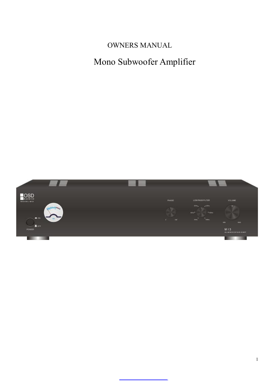 OSD Audio SMP-250 User Manual | 7 pages