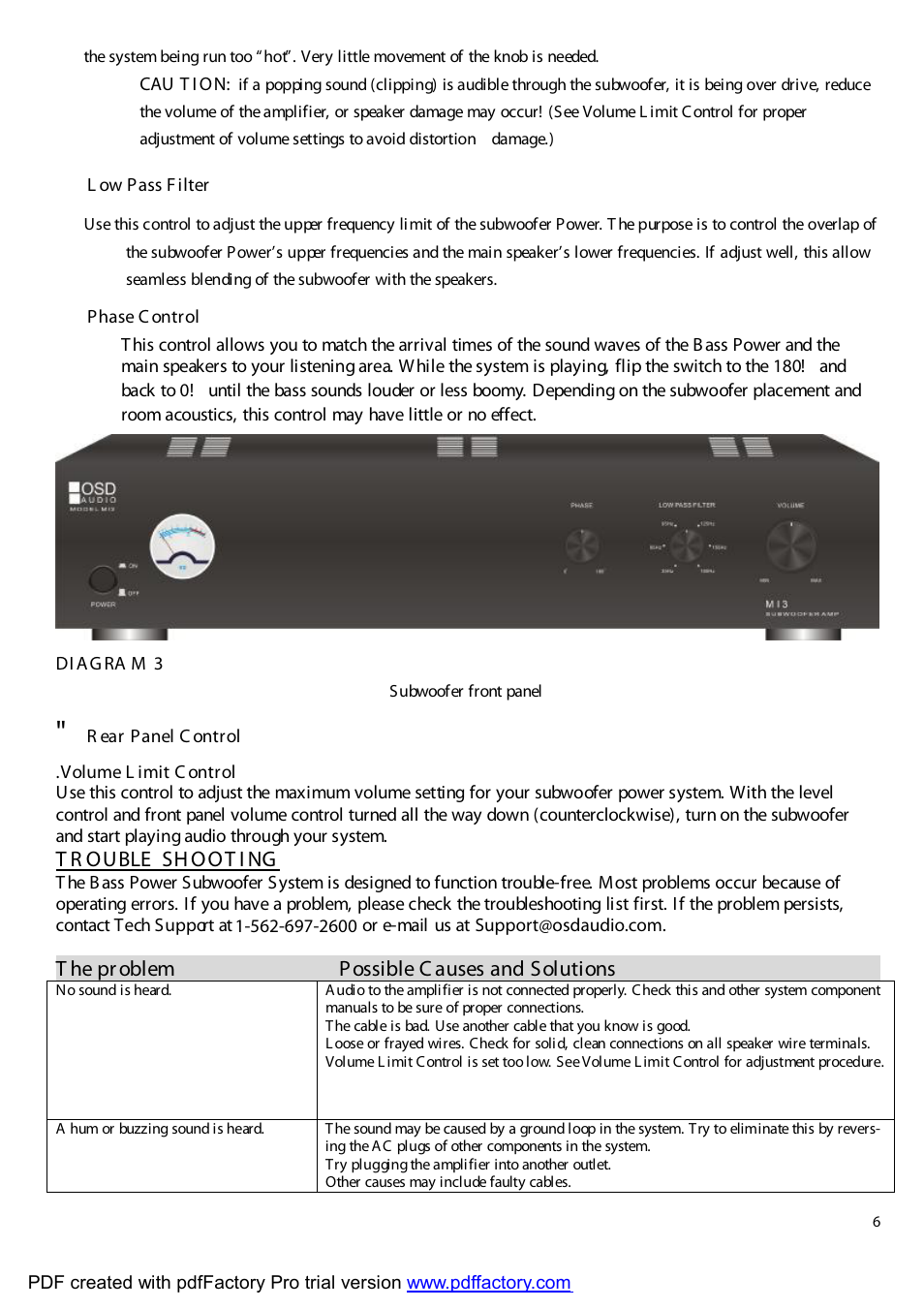 OSD Audio SMP-250 User Manual | Page 6 / 7