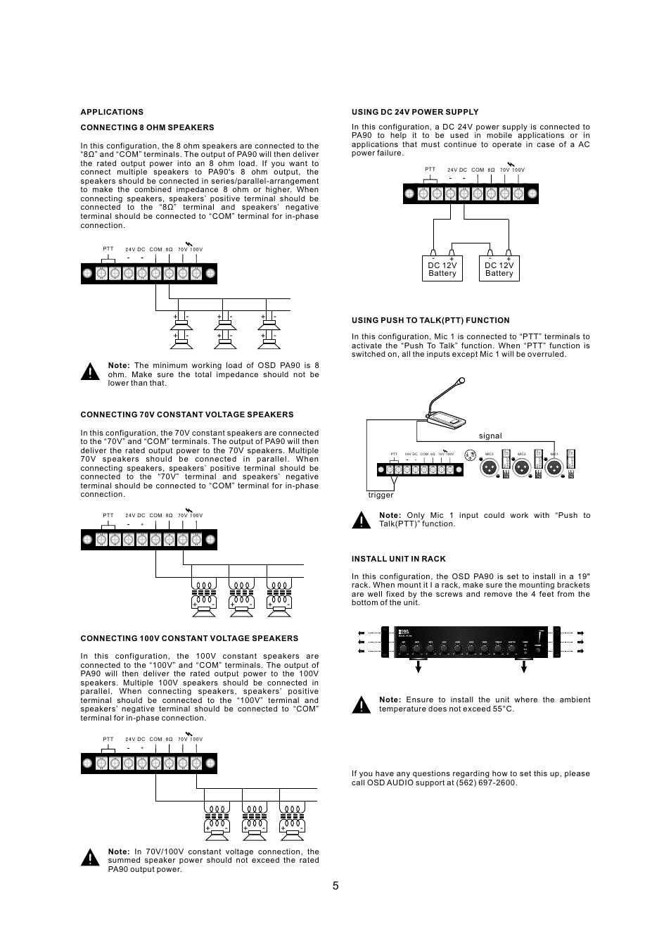 Dc 12v battery + - dc 12v battery, Signal trigger | OSD Audio PA-90 User Manual | Page 6 / 6