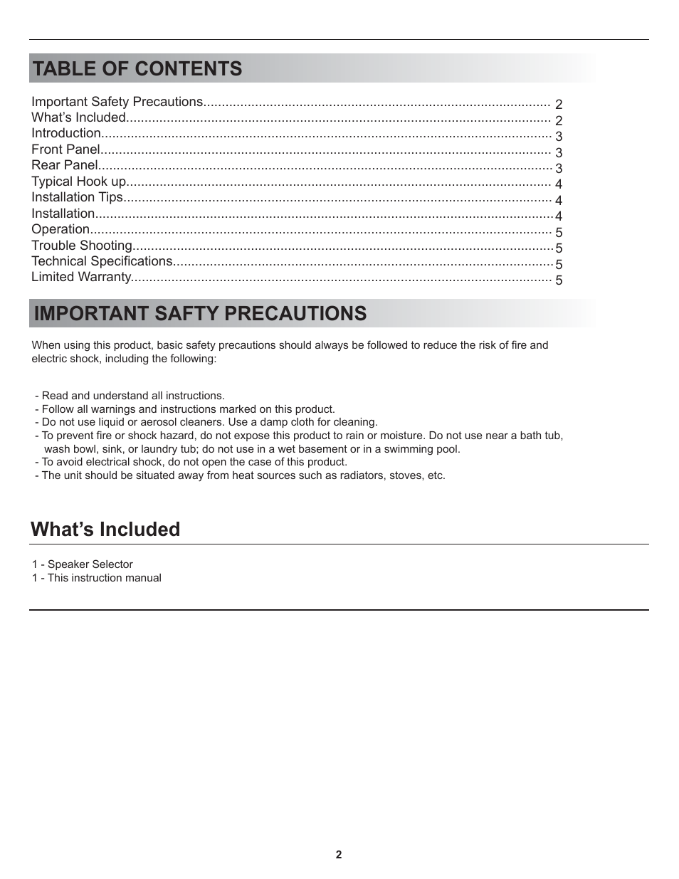 OSD Audio SSVC6D User Manual | Page 2 / 6