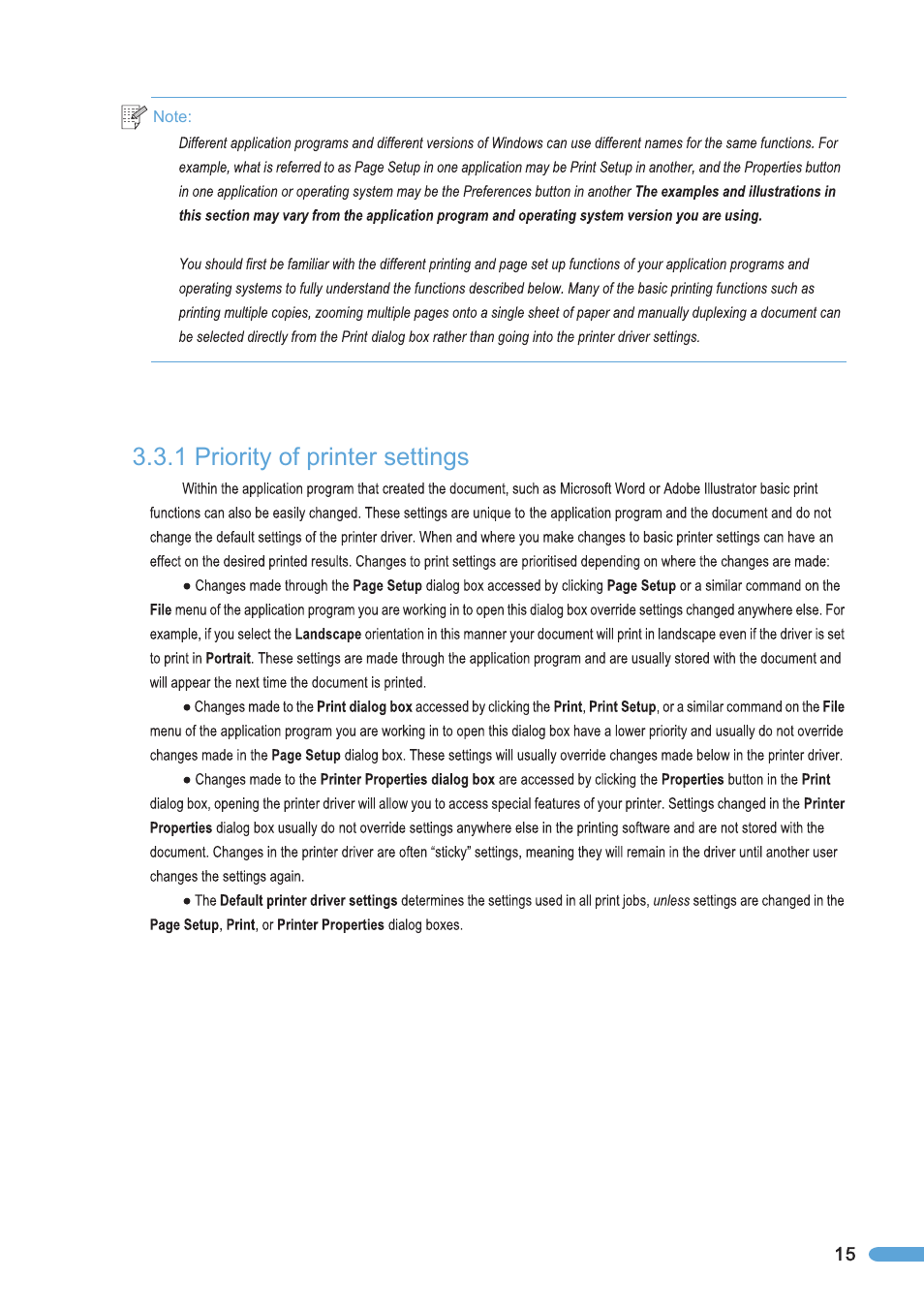 1 priority of printer settings, Priority of printer settings | Pantum P2050 User Manual | Page 22 / 61