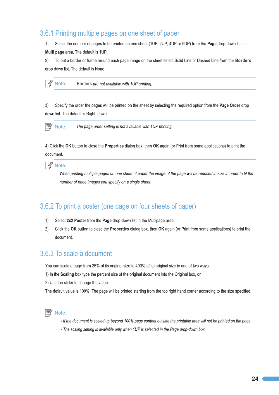 3 to scale a document, To scale a document, 1 printing multiple pages on one sheet of paper | Pantum P2050 User Manual | Page 31 / 61