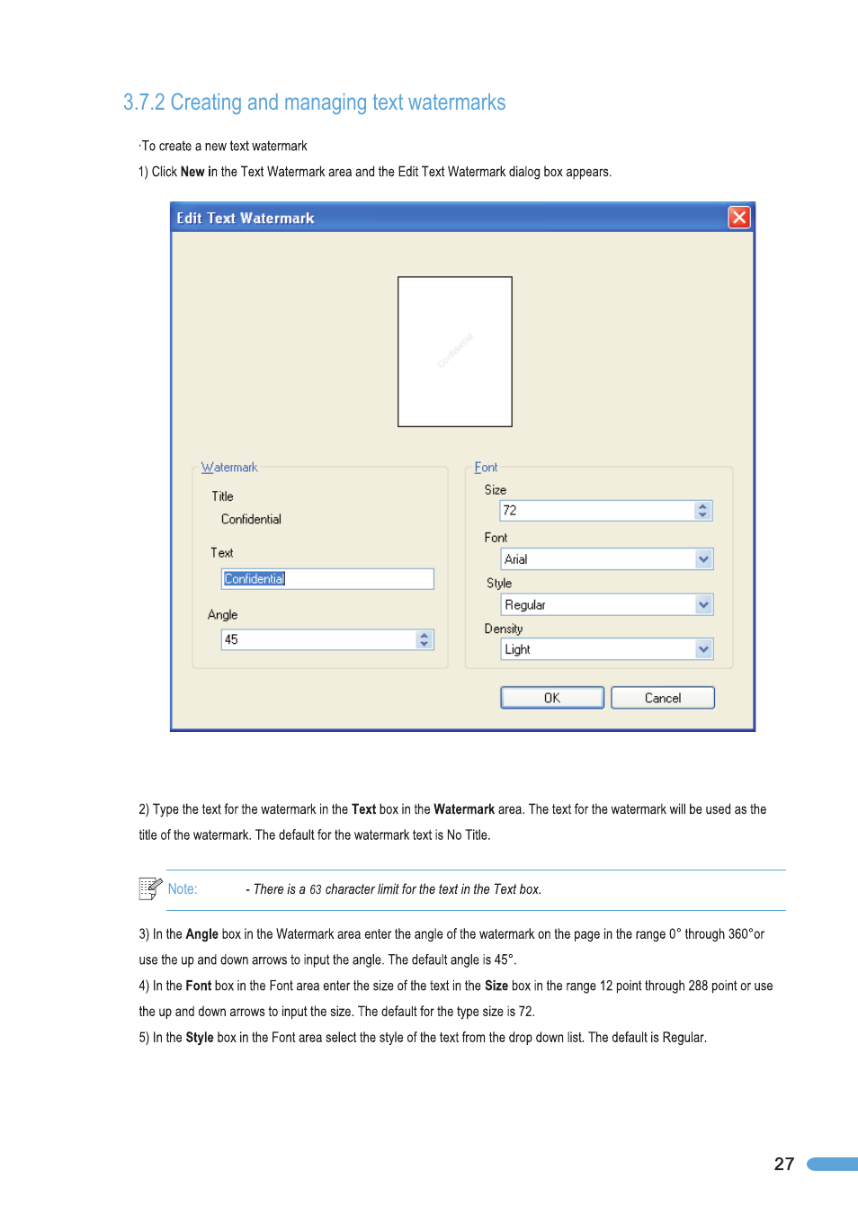 2 creating and managing text watermarks, Creating and managing text watermarks | Pantum P2050 User Manual | Page 34 / 61