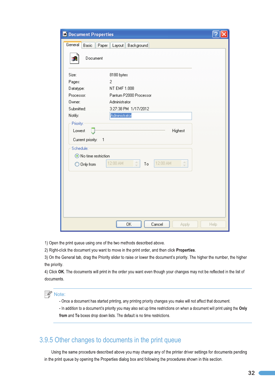 5 other changes to documents in the print queue, Other changes to documents in the print queue | Pantum P2050 User Manual | Page 39 / 61