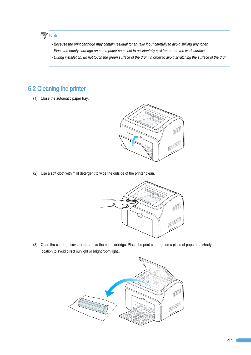 2 cleaning the printer, Cleaning the printer | Pantum P2050 User Manual | Page 48 / 61