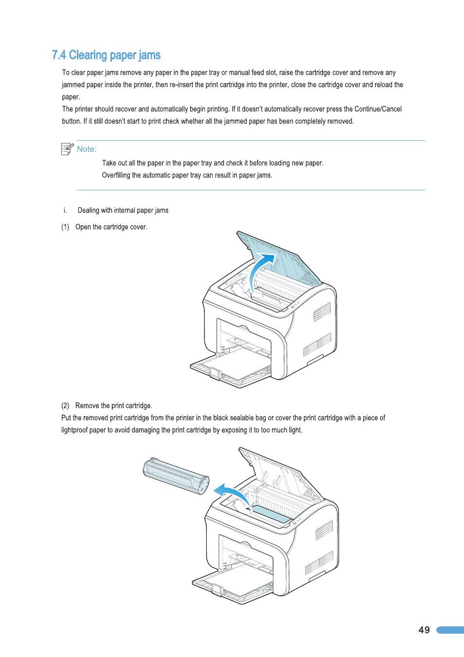 4 clearing paper jams, Clearing paper jams | Pantum P2050 User Manual | Page 56 / 61