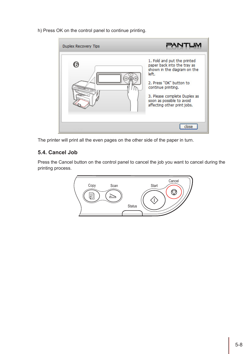 Cancel job, Cancel job -8 | Pantum M5005 User Manual | Page 58 / 92