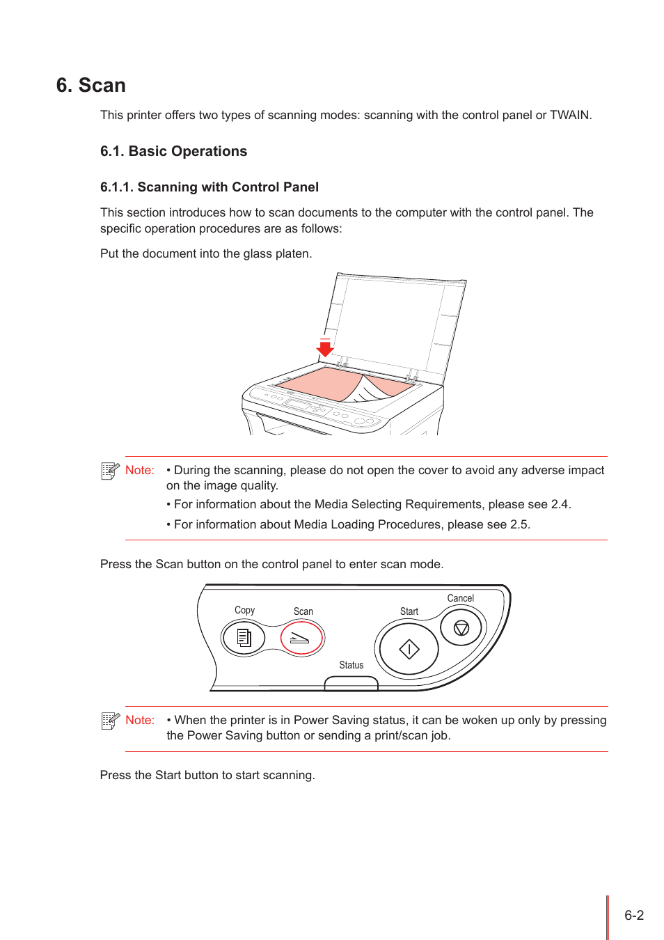 Scan, Basic operations, Scanning with control panel | Scan -2, Basic operations -2, Scanning with control panel -2 | Pantum M5005 User Manual | Page 60 / 92