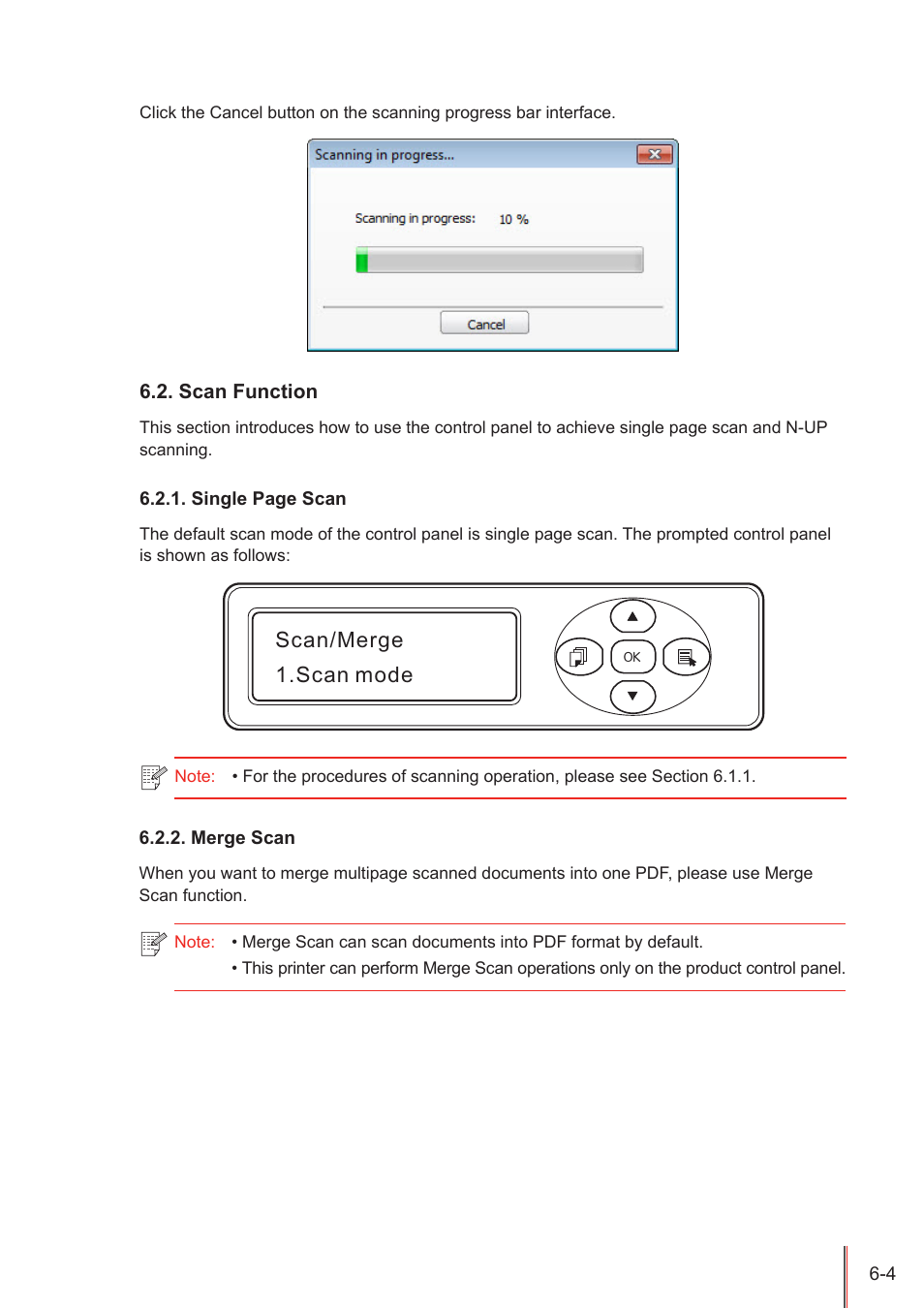 Scan function, Merge scan, Scan function -4 | Merge scan -4, Scan/merge 1.scan mode | Pantum M5005 User Manual | Page 62 / 92