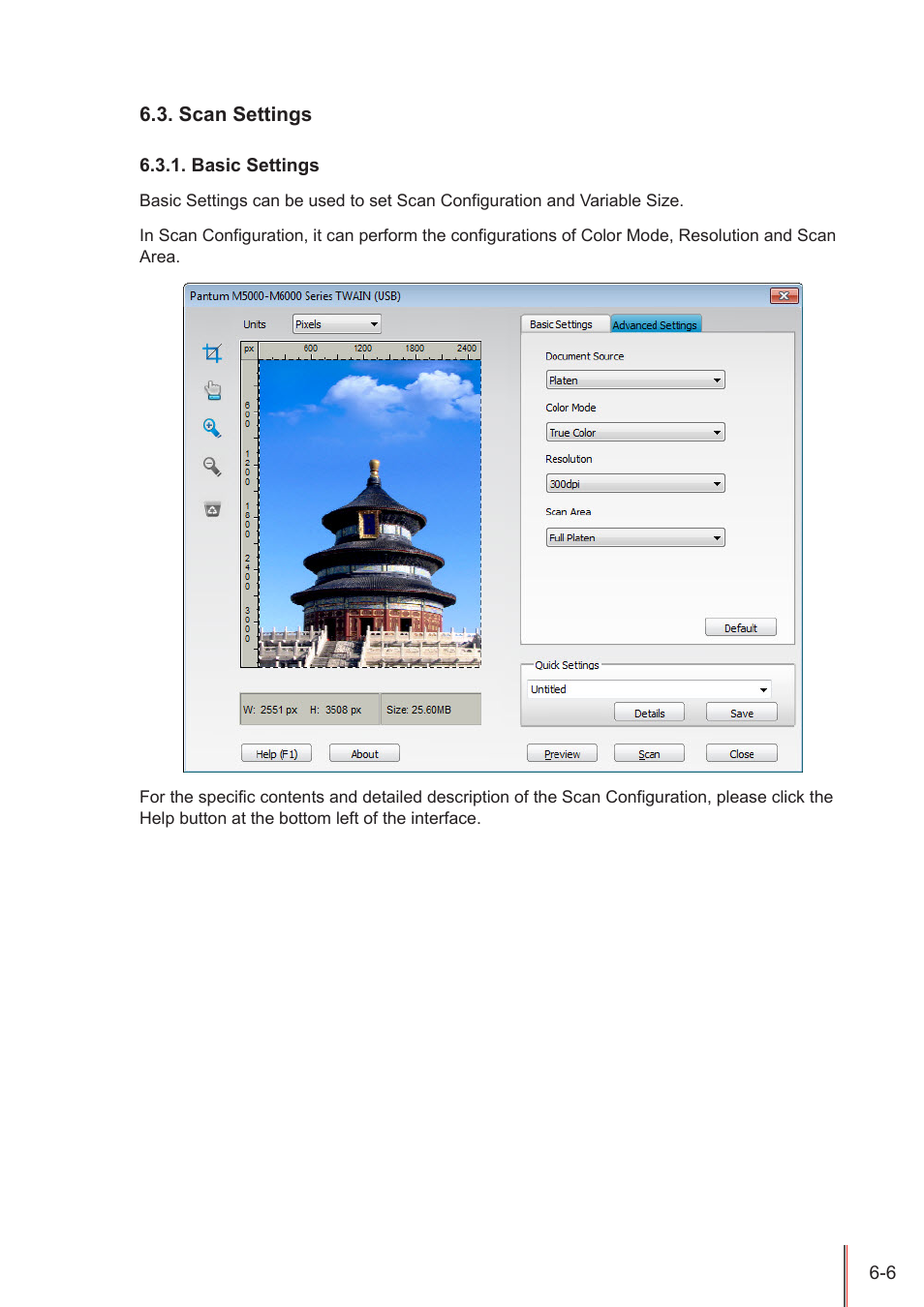 Scan settings, Basic settings, Scan settings -6 | Basic settings -6 | Pantum M5005 User Manual | Page 64 / 92