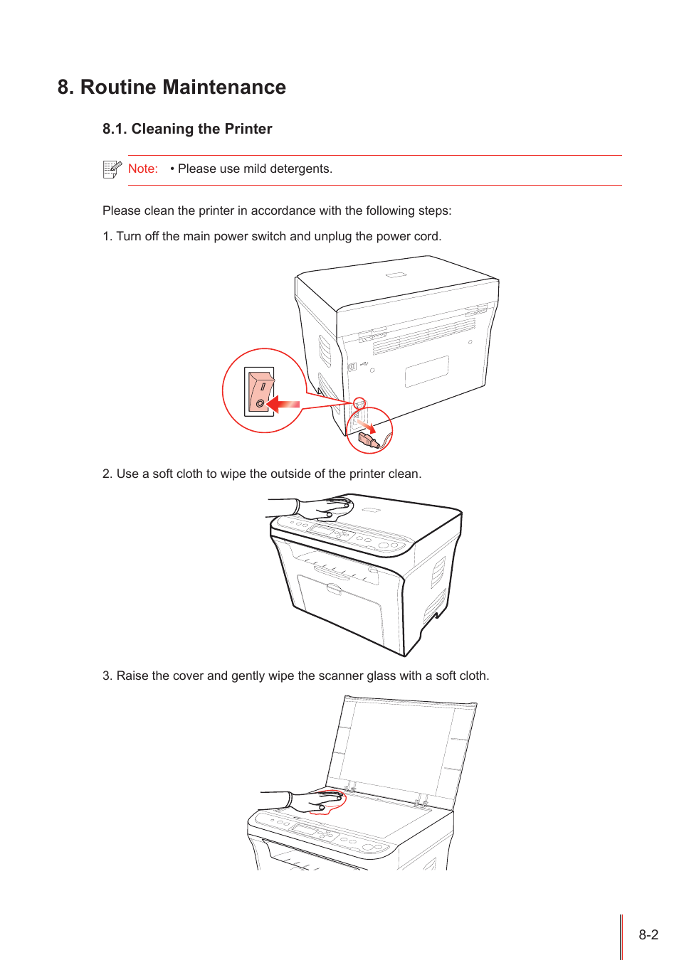 Routine maintenance, Cleaning the printer, Routine maintenance -2 | Cleaning the printer -2 | Pantum M5005 User Manual | Page 72 / 92