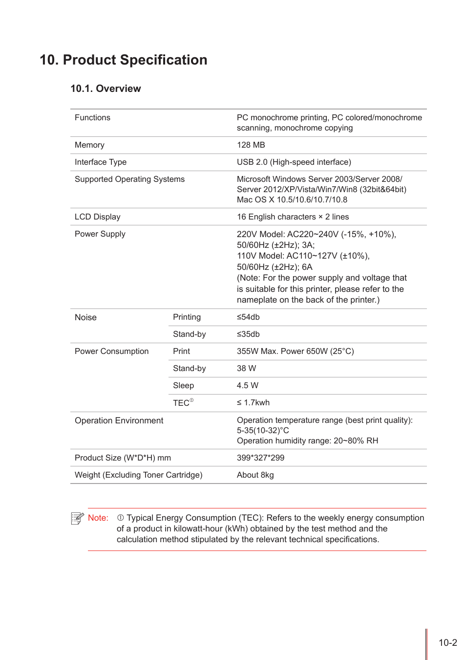 Product specification, Overview, Product specification -2 | Overview -2 | Pantum M5005 User Manual | Page 90 / 92