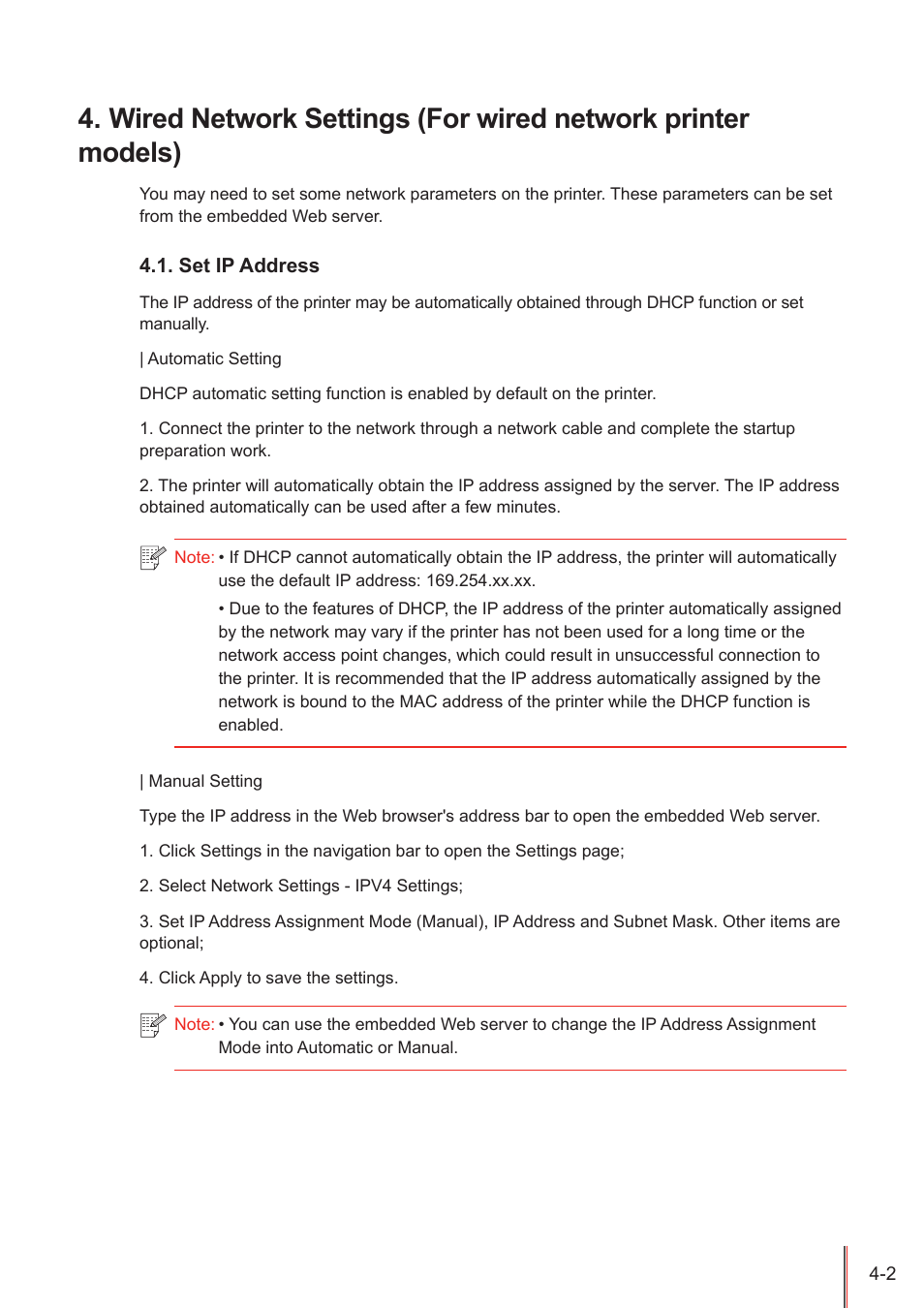 Set ip address, Set ip address -2 | Pantum P2500W User Manual | Page 33 / 78