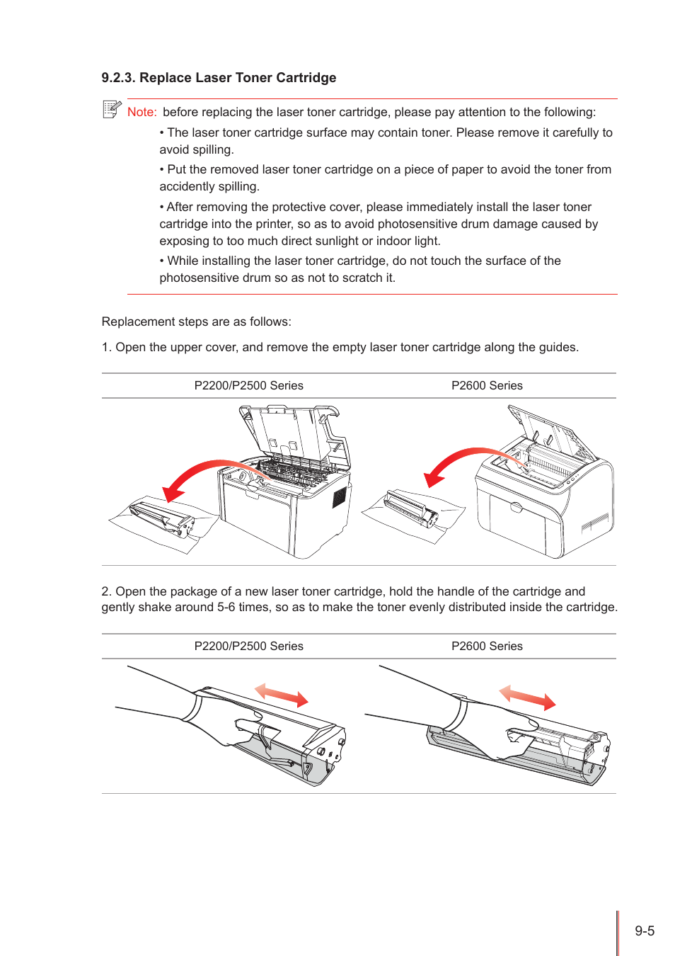 Replace laser toner cartridge, Replace laser toner cartridge -5 | Pantum P2500W User Manual | Page 62 / 78