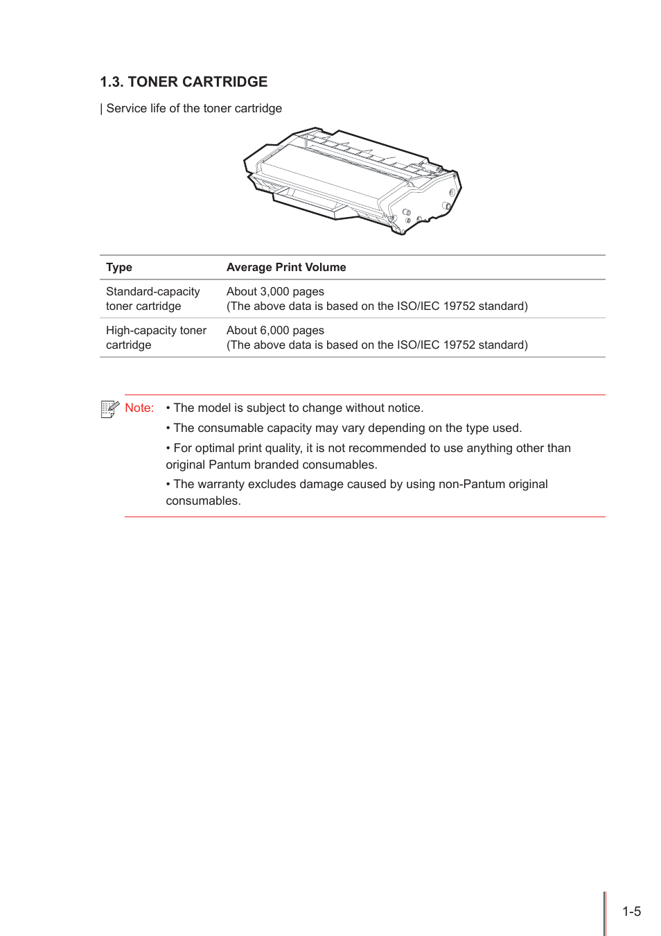 Toner cartridge, Toner cartridge -5 | Pantum P3205D User Manual | Page 12 / 69