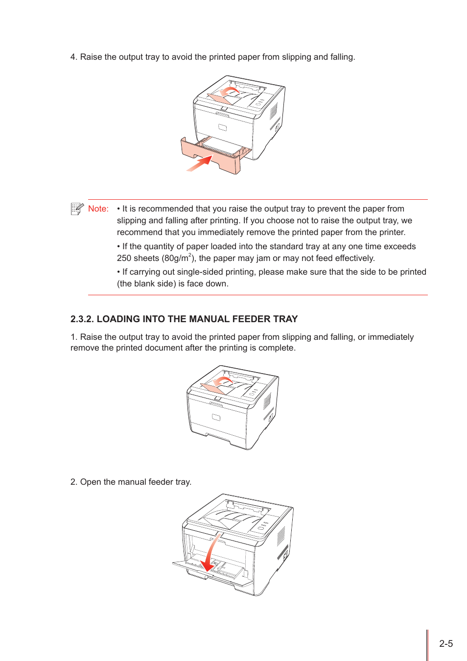 Loading into the manual feeder tray, Loading into the manual feeder tray -5 | Pantum P3205D User Manual | Page 17 / 69