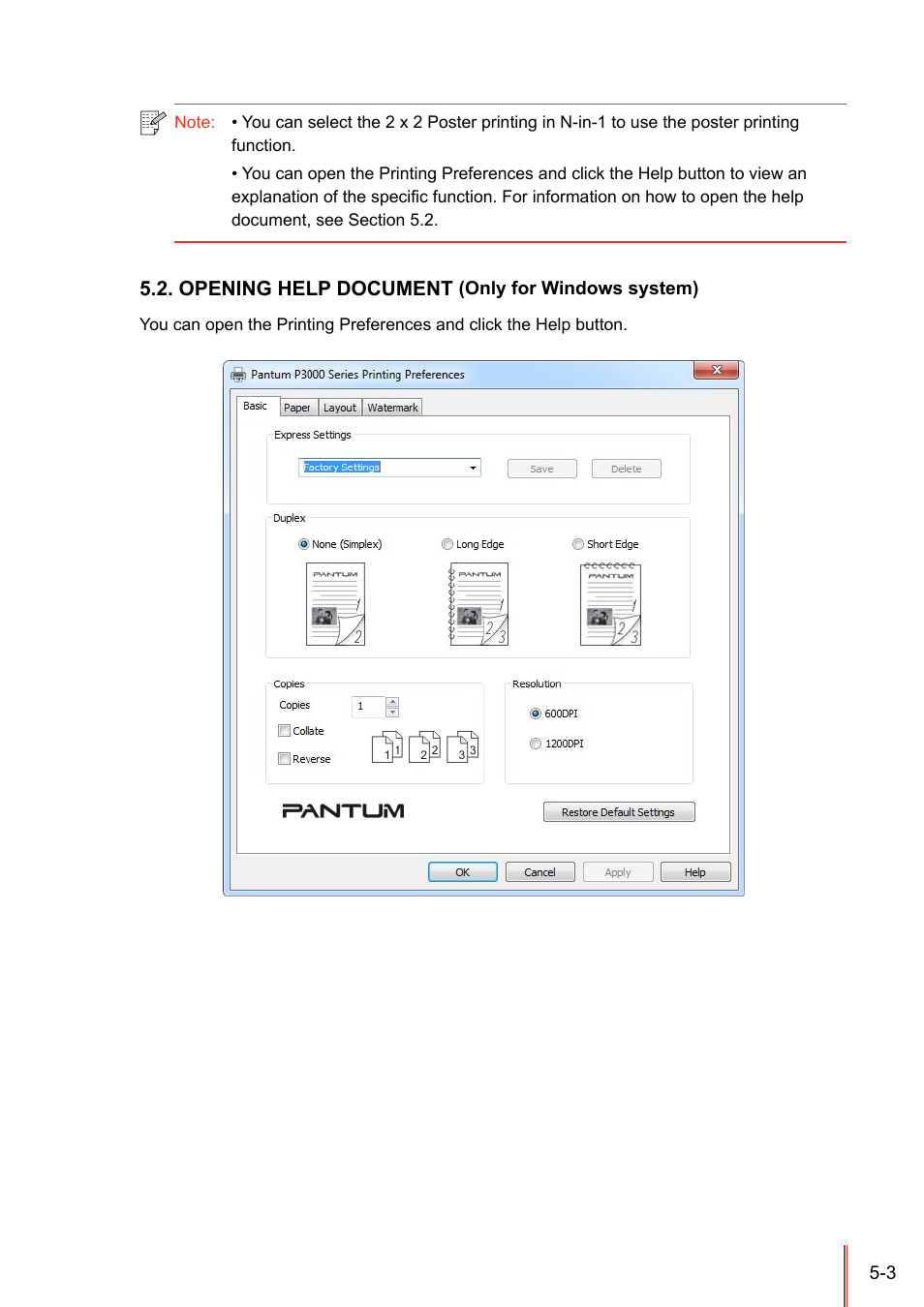 Opening help document, Opening help document -3 | Pantum P3205D User Manual | Page 40 / 69