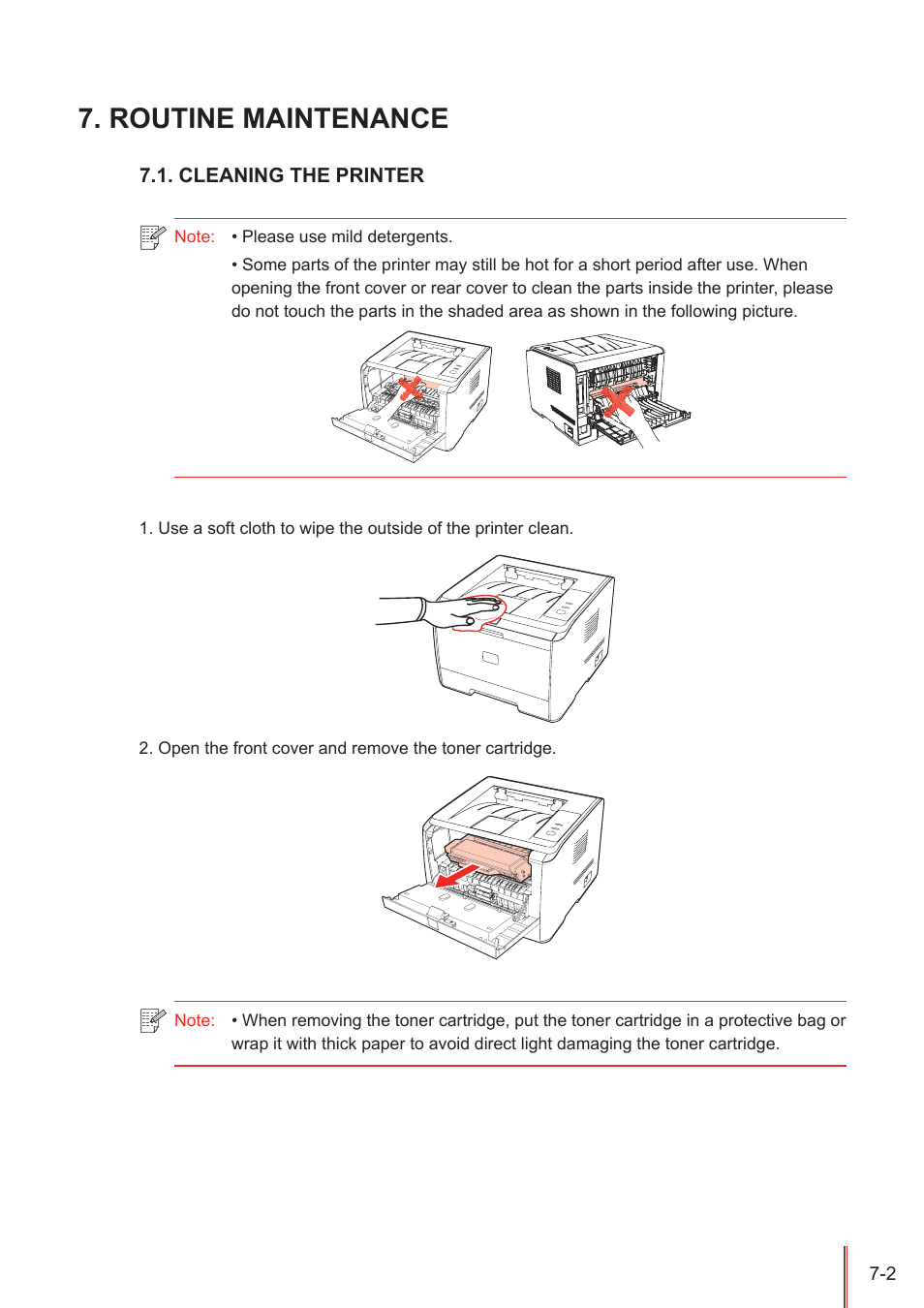 Routine maintenance, Cleaning the printer, Routine maintenance -2 | Cleaning the printer -2 | Pantum P3205D User Manual | Page 51 / 69
