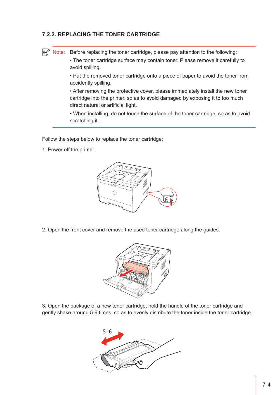 Replacing the toner cartridge, Replacing the toner cartridge -4 | Pantum P3205D User Manual | Page 53 / 69