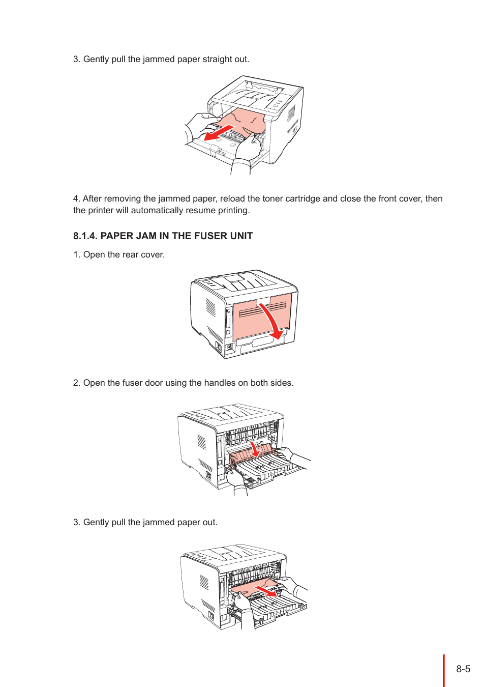 Paper jam in the fuser unit, Paper jam in the fuser unit -5 | Pantum P3205D User Manual | Page 59 / 69