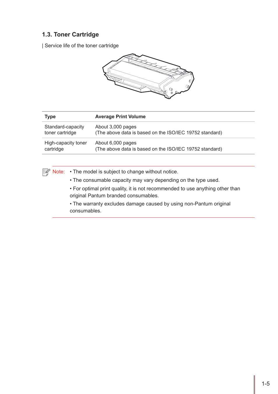 Toner cartridge, Toner cartridge -5 | Pantum P3100DN User Manual | Page 12 / 72