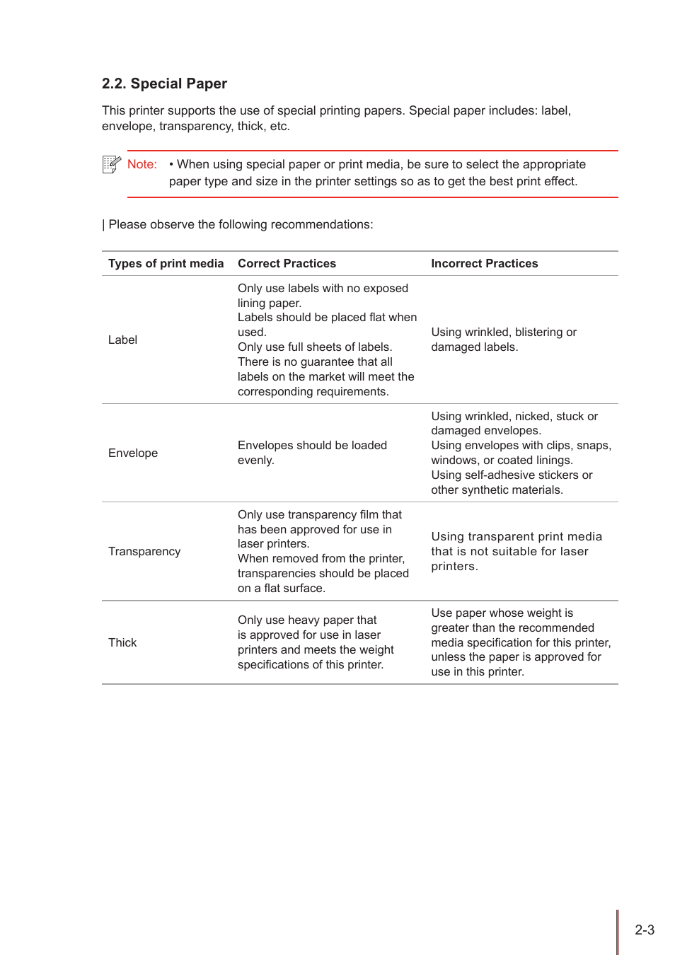Special paper, Special paper -3 | Pantum P3100DN User Manual | Page 15 / 72