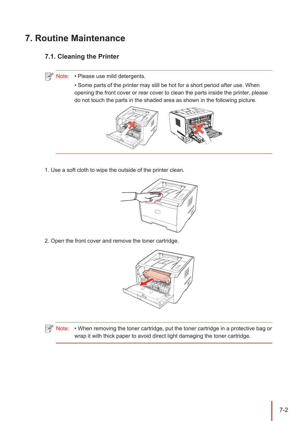 Routine maintenance, Cleaning the printer, Routine maintenance -2 | Cleaning the printer -2 | Pantum P3100DN User Manual | Page 54 / 72