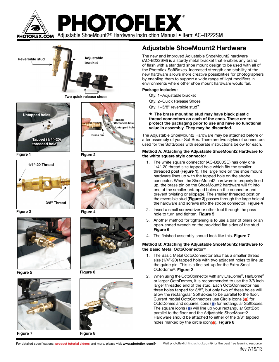 Photoflex AC-B222SM Adjustable ShoeMount 2 User Manual | 3 pages