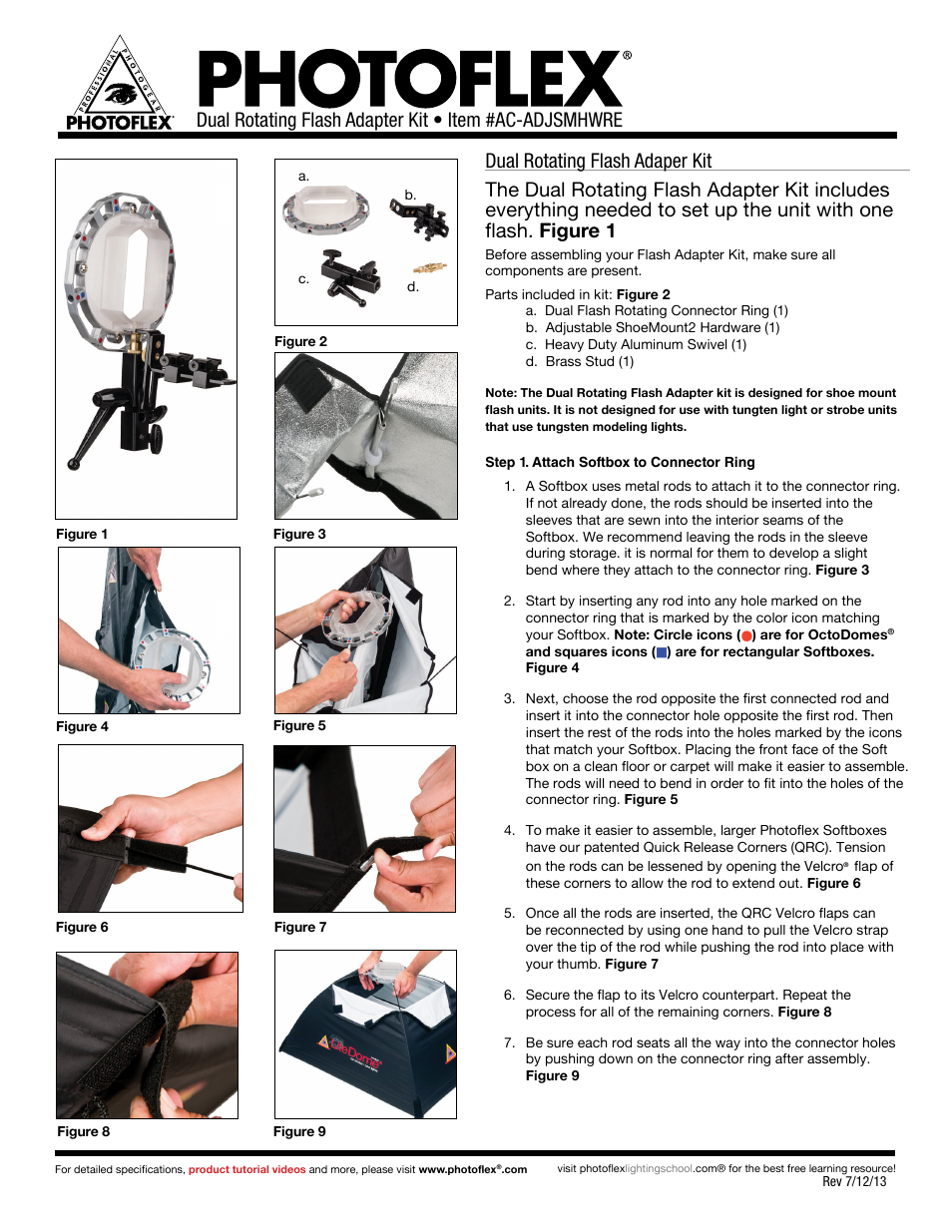 Photoflex AC-ADJSMHWRE Adjustable ShoeMount Rotating Hardware User Manual | 3 pages