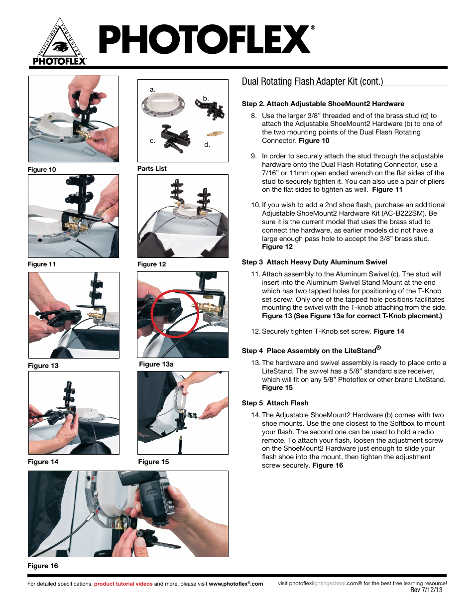 Dual rotating flash adapter kit (cont.) | Photoflex AC-ADJSMHWRE Adjustable ShoeMount Rotating Hardware User Manual | Page 2 / 3
