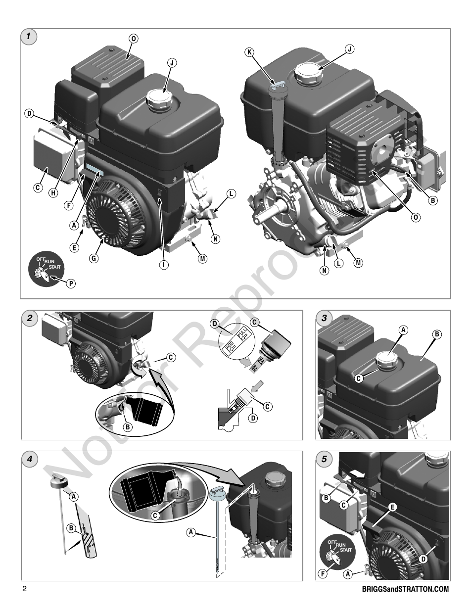 Not for reproduction | Briggs & Stratton 240000 User Manual | Page 2 / 28