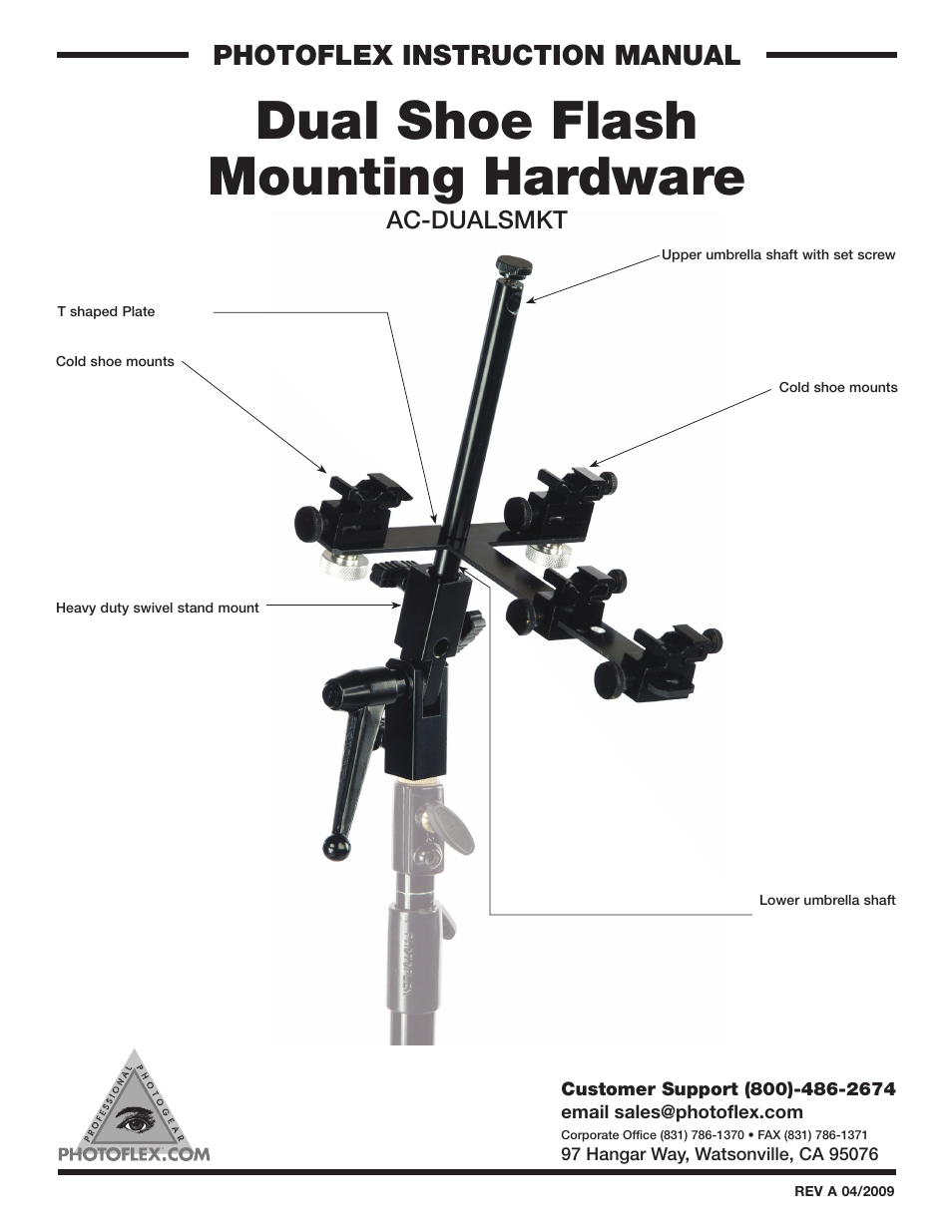 Photoflex AC-DUALSMKT DualFlash Adapter Kit User Manual | 8 pages