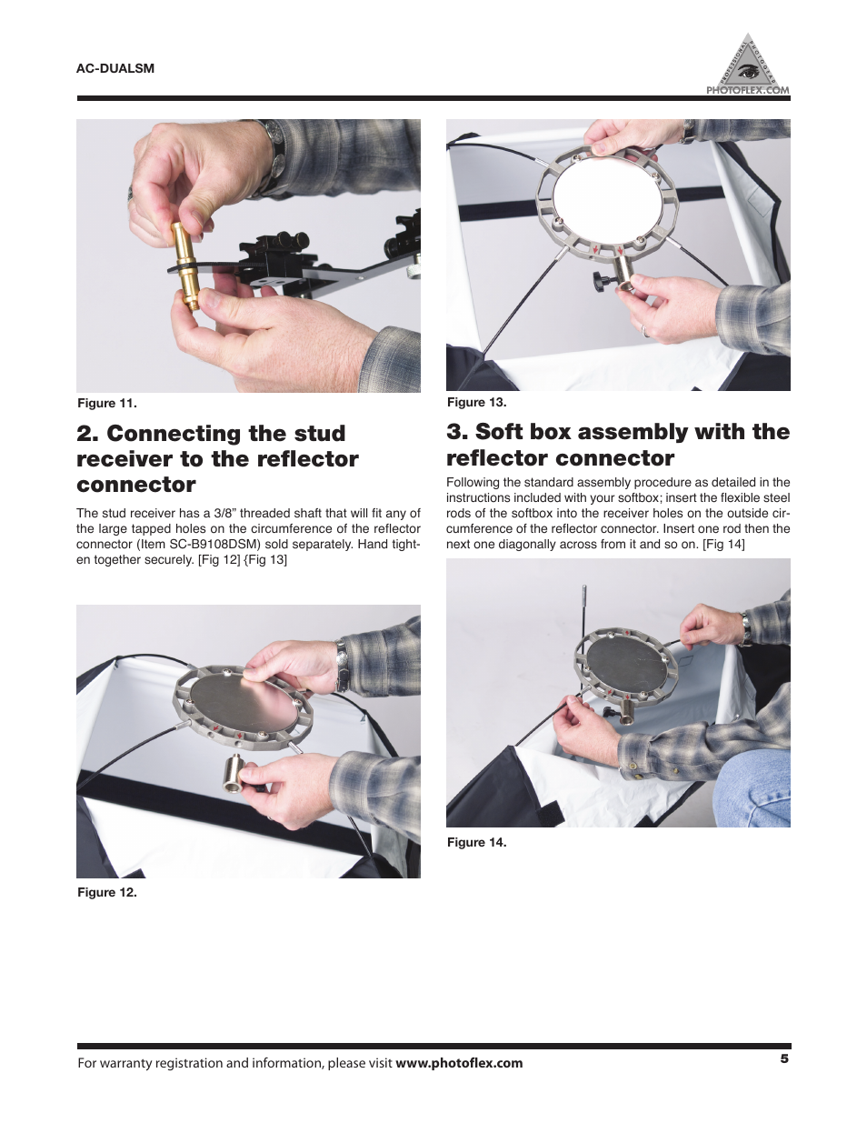 Soft box assembly with the reflector connector | Photoflex AC-DUALSMKT DualFlash Adapter Kit User Manual | Page 5 / 8