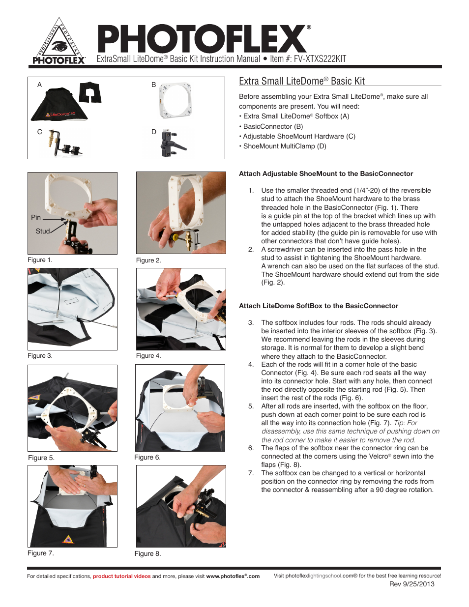 Photoflex FV-XTXS222KIT Extra Small LiteDome Basic Kit User Manual | 3 pages