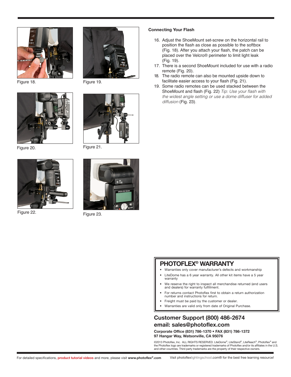 Photoflex, Warranty | Photoflex FV-XTXS222KIT Extra Small LiteDome Basic Kit User Manual | Page 3 / 3